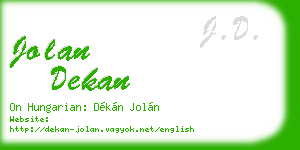 jolan dekan business card